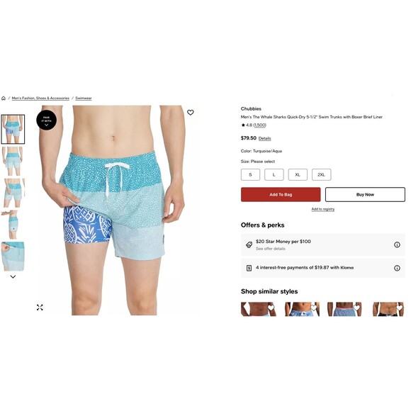 Chubbies The Whale Shark 7" Inseam Lined Boxer Briefs Swim Shorts Trunks Size XL - Picture 9 of 9